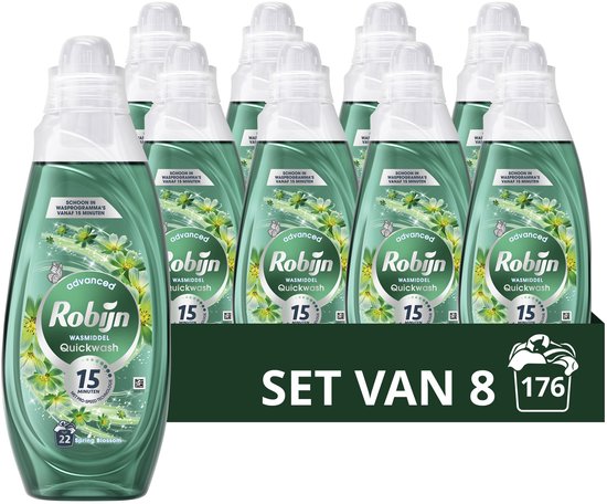 Foto: Robijn advanced quickwash vloeibaar wasmiddel spring blossom voor korte wasprogramma s 8 x 22 wasbeurten voordeelverpakking