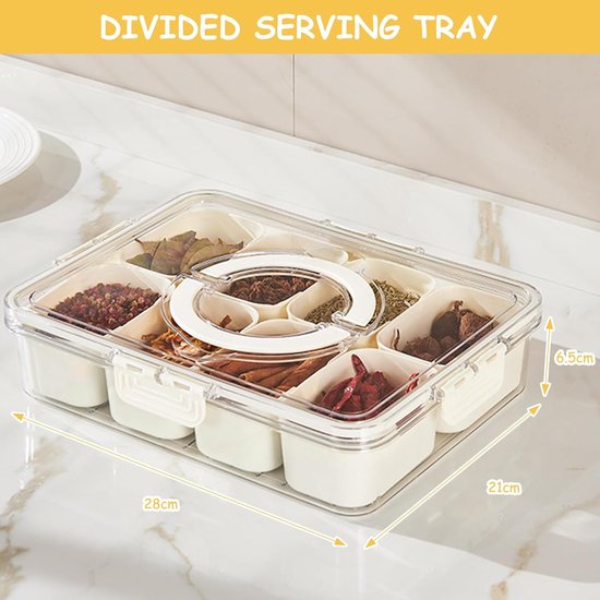2 stuks snackcontainers met 2 vakken, 13,4 x 11,4 x 5,2 cm, bento