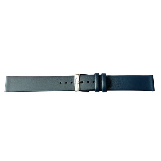bracelet de montre-20mm-cuir véritable-bleu-droit-doux -plat-20mm
