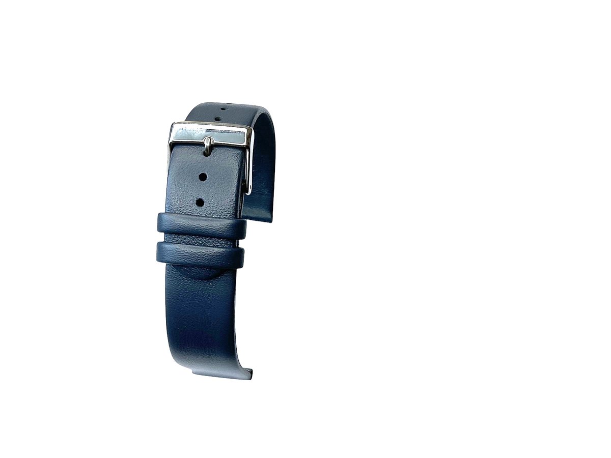 horlogeband-16mm-echt leer-blauw-recht-zacht-soepel-plat-16 mm