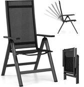 Set van 2 tuinstoelen, klapstoelen met 7-voudig verstelbare rugleuning, inklapbare balkonstoelen, terras, achtertuin, zwartAB92493