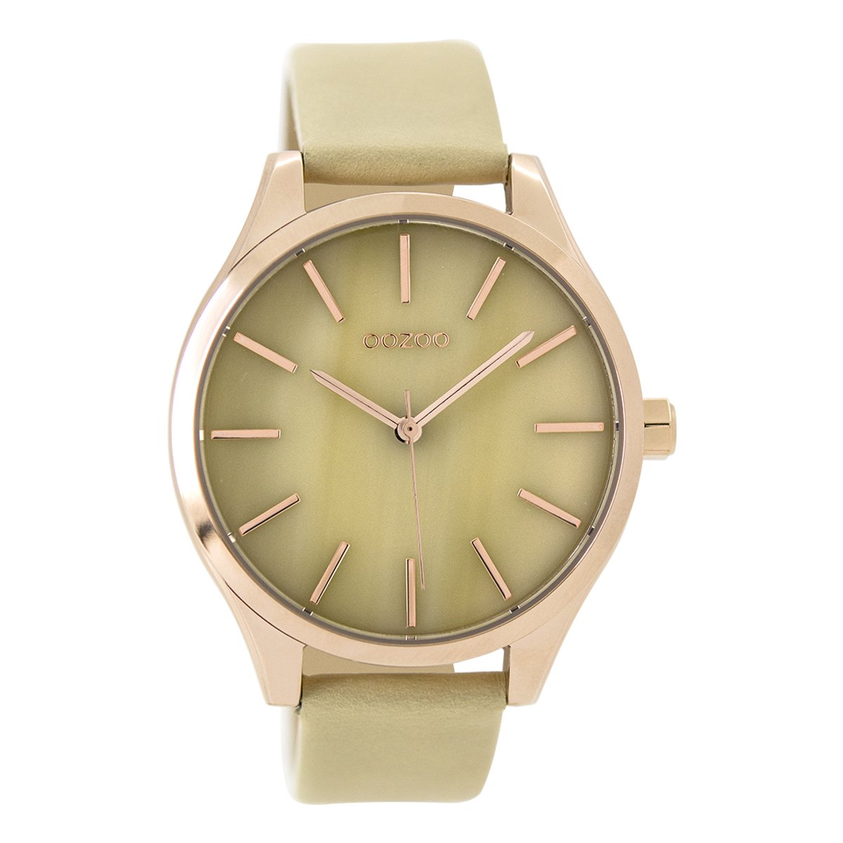 OOZOO Timepieces - Rosé goudkleurige horloge met zand leren band - C9500