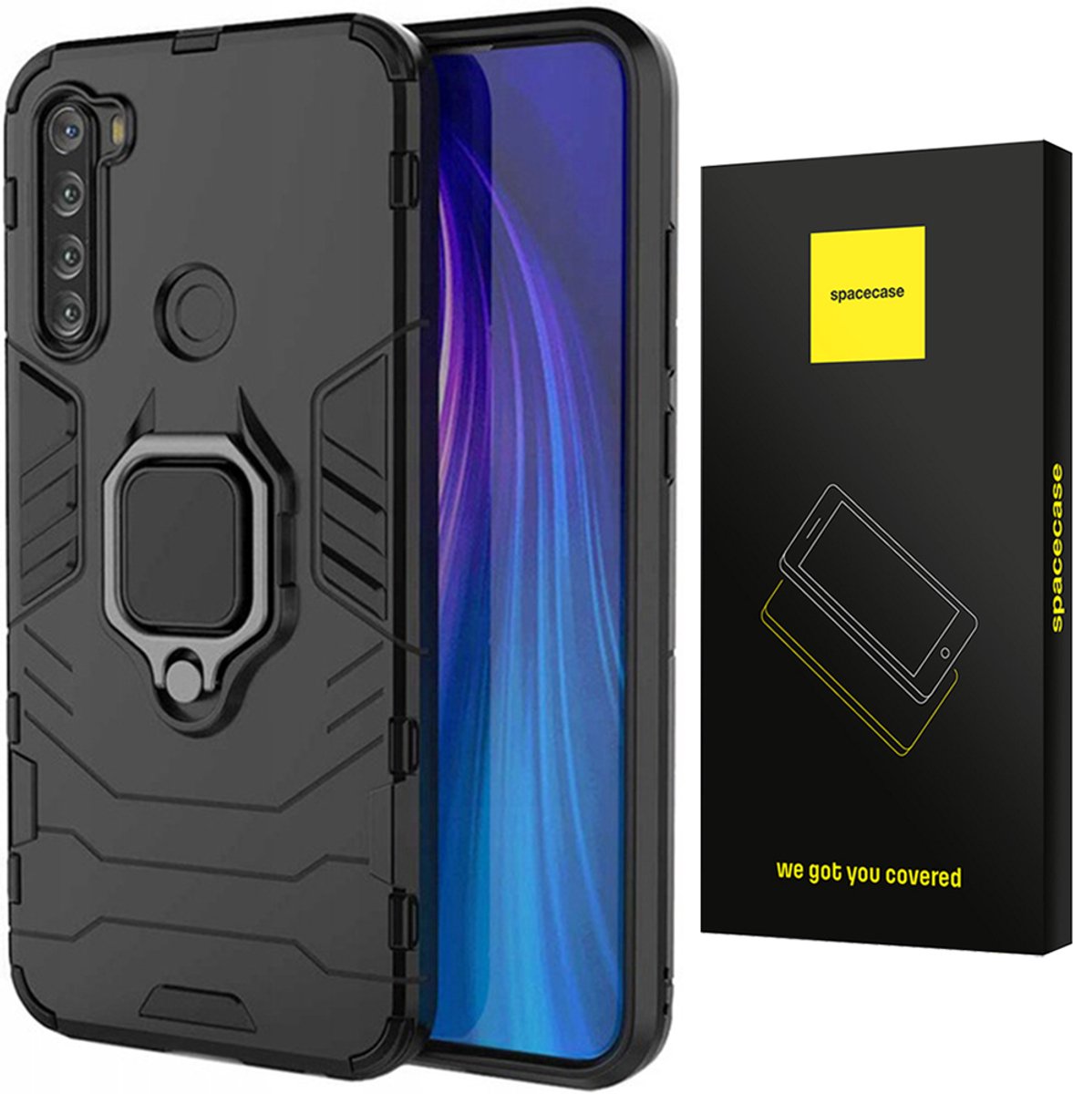 Spacecase Case Cover Voor Xiaomi Redmi Note 8T Telefoon Zwart