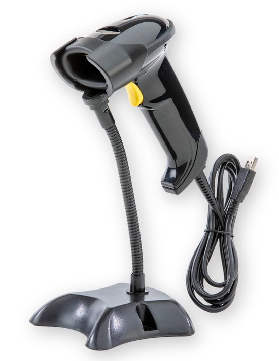 Barcode Scanner 1D - Handscanner - Bekabeld met USB - Plug & Play - Incl. Standaard