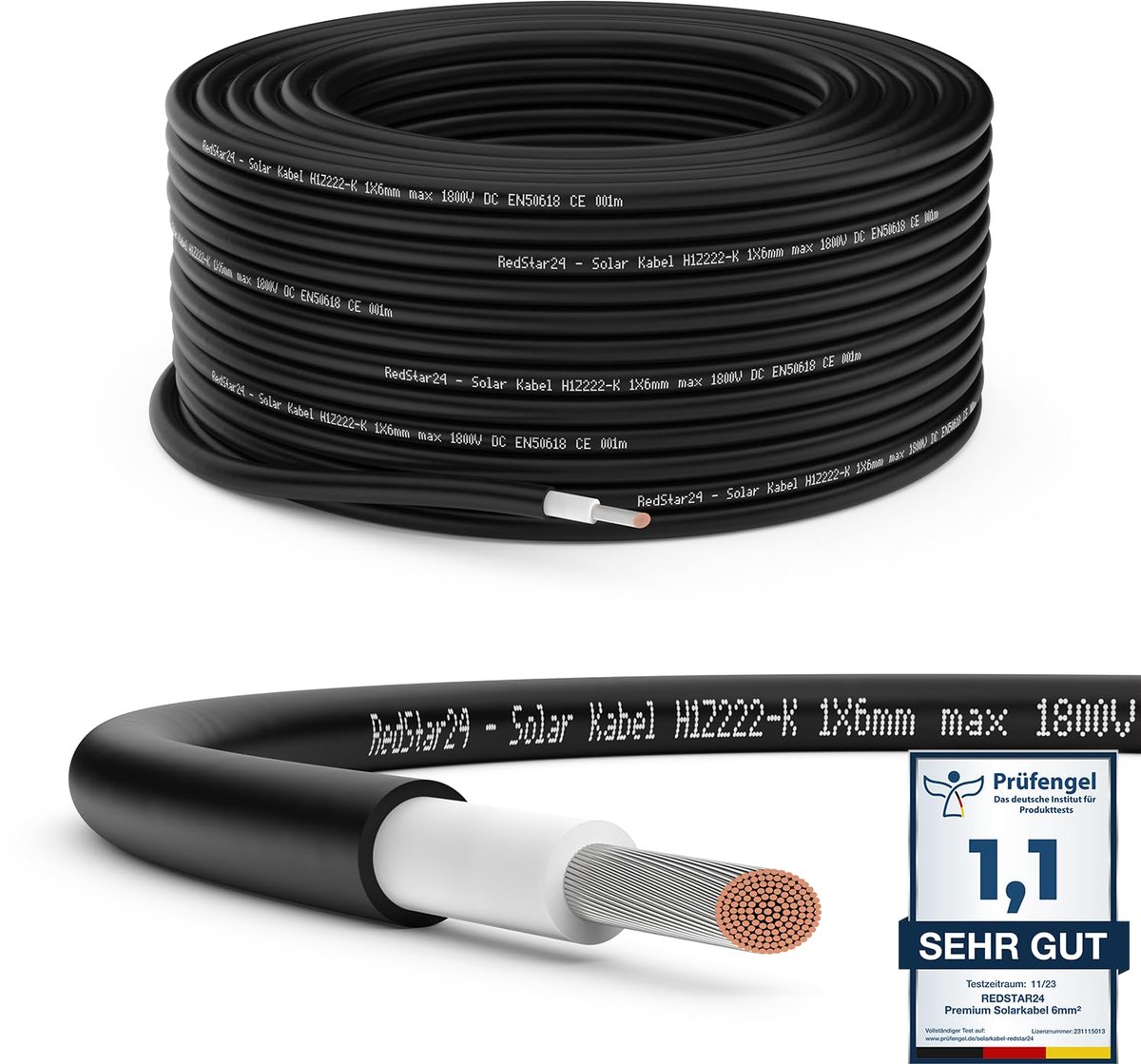 Premium Zonnekabel 6mm² Zwart - 50m - UV-bestendig, Flexibel Fotovoltaïsche Kabel voor Zonnepanelen, Omvormers en Laadregelaars
