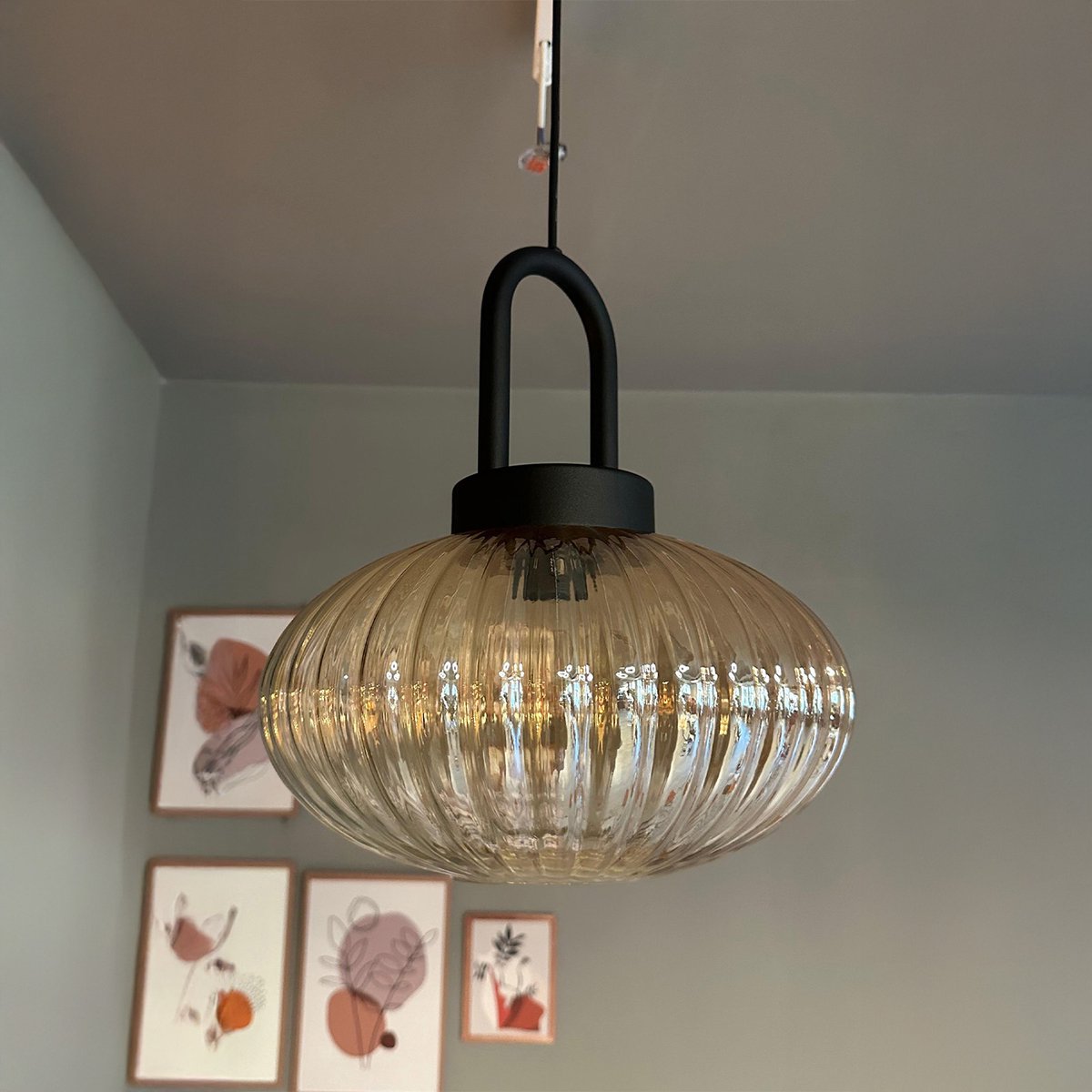 Bamyum Elegant hanglamp, industriële Modern stijl, Ø20 cm, honingkleur metalen lamp