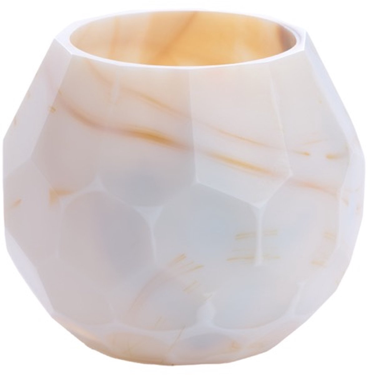 Theelicht Ø12x10 cm ELIZA glas wit-geel