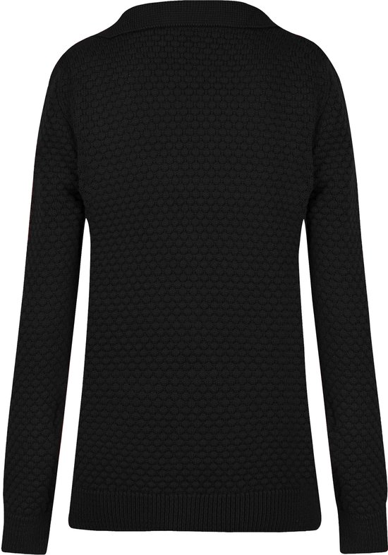 Gebreid vest met 2 opgezette zakjes - zwart - Dame - 20.00