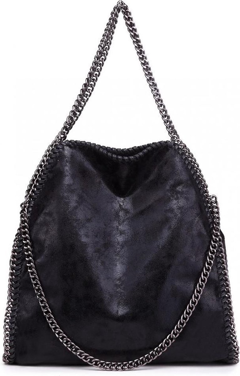 Schoudertas met Ketting - Ritssluiting - Dames Handtas - Zwart