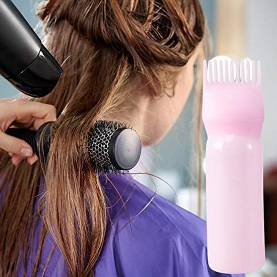 3 stuks - wit - paars - roze - Root Comb Applicator Flessen Plastic Navulbare Flessen Haarverf Flessen met Gegradueerde Schaal voor Kapsalon - Applicatorflesjes haar - 16*4.5 cm - 160 ml - plastic - haarkleurmiddel penseelfles - kleurstyling gereedsc van Merkloos — afbeelding 3