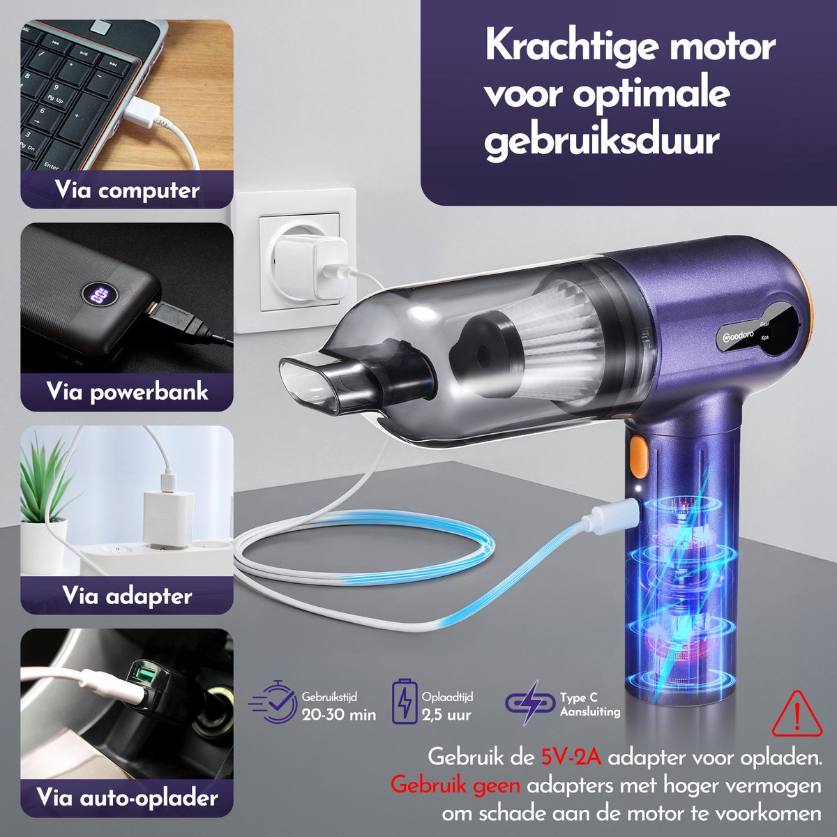 null Woodoro Kruimeldief Snoerloos 15000 PA - afbeelding 5