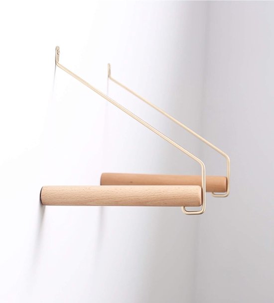 anaan Line Kledingstang Muur Hout Wandhaak Handdoekhouder Hangrail Kledingrek Kapstok handdoekhouder Wandmontage decoratieve Design (60 cm lengte