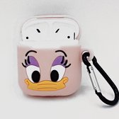 Cartoon Silicone Case voor Apple Airpods - love me duck  - met karabijn