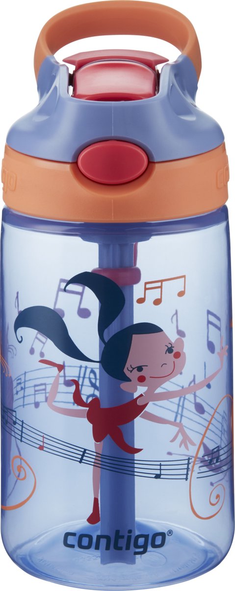 Contigo Gizmo Flip Autospout kinderdrinkfles met rietje, BPA-vrije waterfles, Violet Wink Dancer - 420ml
