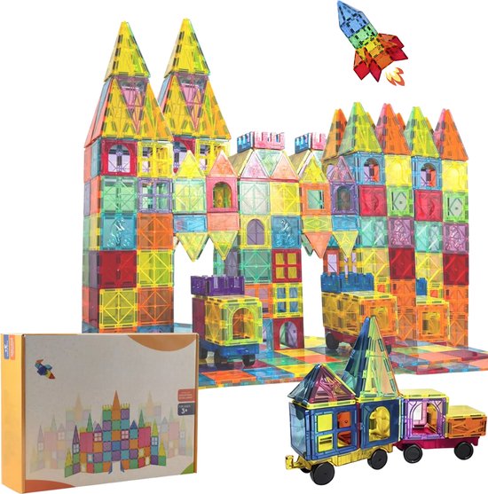 Teedz - Magnetic Tiles - Magnetisch Speelgoed - 100 stuks - Constructie speelgoed - Magnetische tegels - Montessori speelgoed - Magnetic toys - Magnetische bouwstenen - Speelgoed Kinderen - Speelgoed 3 jaar t/m 12 jaar