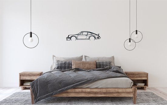 Décoration murale Porsche - Décoration murale voiture - 80x22 cm - Zwart - Décoration murale - Bois - Décoration murale - Porsche 911 art - Porsche 911 Carrera