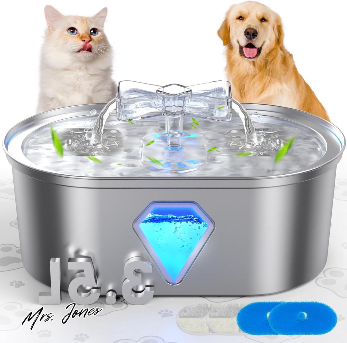 Mrs. Jones Drinkfontein 35 l – Roestvrij Stalen Kattenfontein met Kijkvenster – Stille Pomp voor Katten en Honden . Mrs. Jones Drinkfontein 35 l – Roestvrij Stalen Kattenfontein met Kijkvenster – Stille Pomp voor Katten en Honden .