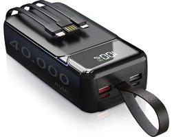 Phreeze PB07 Powerbank 40000 mAh + Ingebouwde Kabels – Noodpakket – 20x Telefoon of Tablet opladen – Geschikt voor Powerbanks Snellader – Power Bank