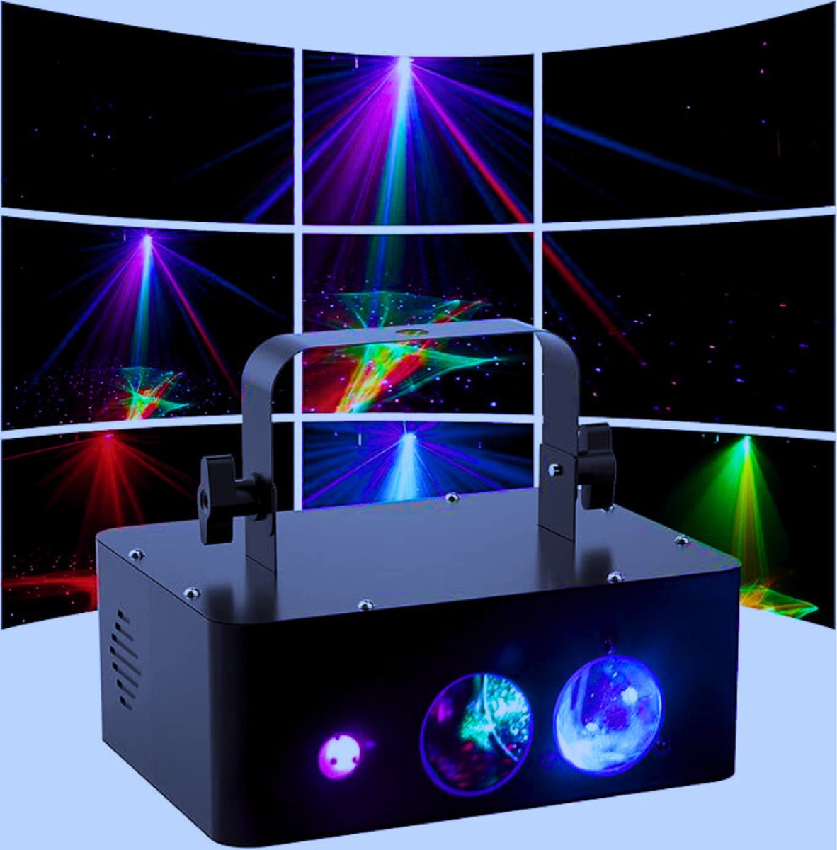 3-in-1 DJ Feestverlichting Met Aurora Waterpatroon - Sterrenhemel & Stroboscoop – RGB Geluidsactivering Voor Binnen - Perfect Voor Kerst - Verjaardag En Feesten