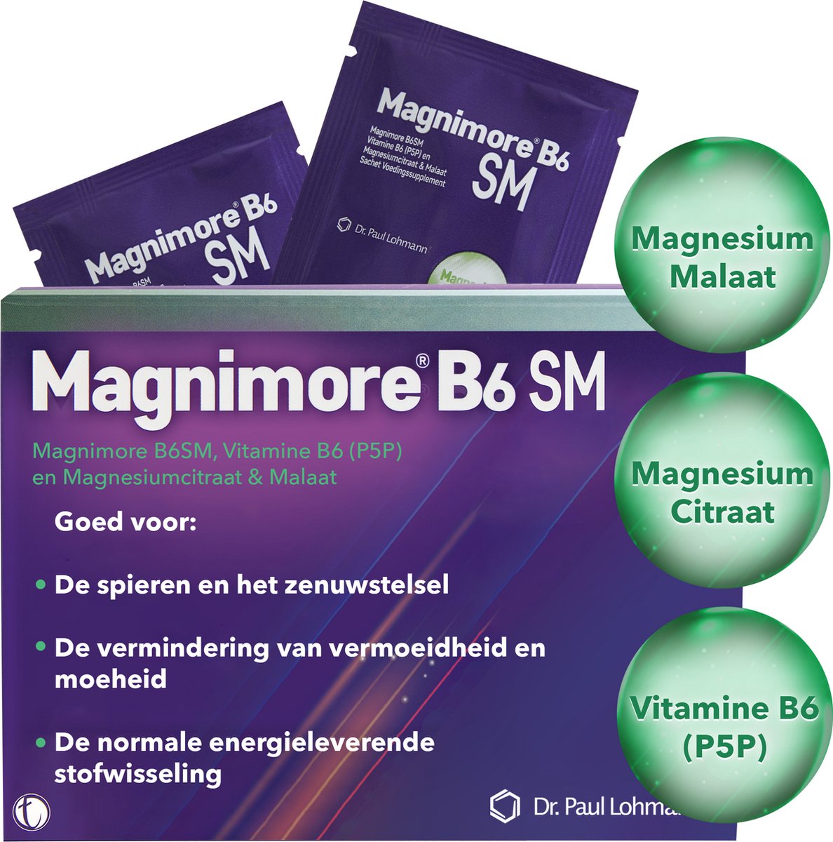 Goedkoopste Magnimore B6 SM - Magnesium Citraat-Malaat met Actieve Vitamine B6 (P5P) - Voor Energie, Spierherstel, Zenuwgezondheid & Vitaliteit - 30 Sachets