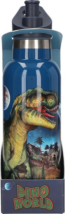 Depesche Dino World Bite Drinkfles – Transparant Met Dinosaurusprint, 500 Ml, Lekvrij En Met Handvat Voor School En Sport