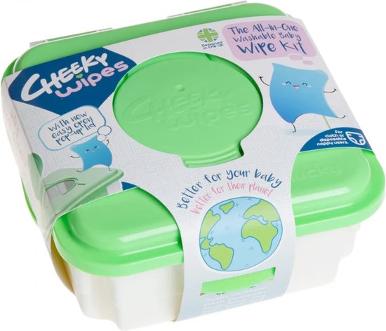 Cheeky Wipes - Bébé Mucky Container - Facile à fermer - Stockez jusqu'à 25 lingettes - Vert