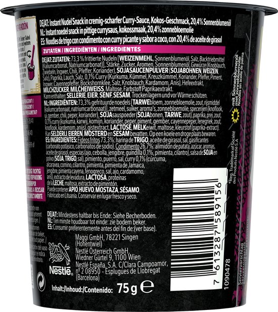 Maggi Saucy Noodles Red Curry - 8 stuks x 75g - Voordeelverpakking