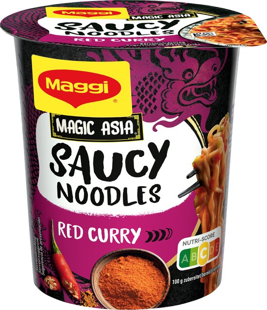 Maggi Saucy Noodles Red Curry - 8 stuks x 75g - Voordeelverpakking