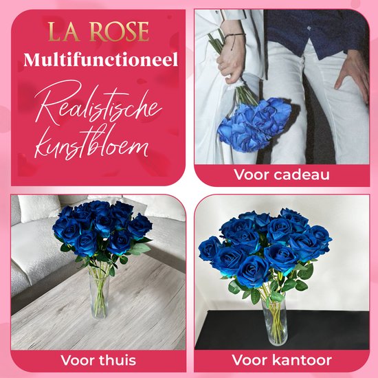 LA ROSE - Set de 15 roses - Roses Witte - Fleurs artificielles - Fleurs en soie