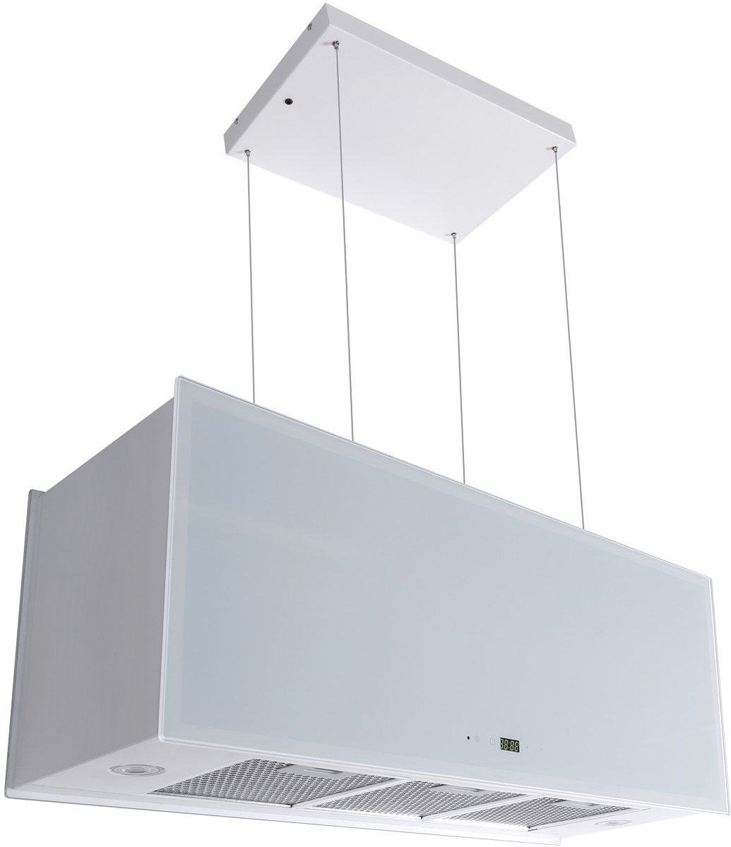 GURARI eilandluik GCH I 333 90 WH PRIME N, Afzuigkap 90cm, plafondluik, 1000m³/h, glas wit