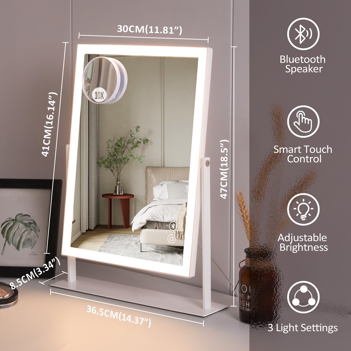 FENCHILIN Make-upspiegel met verlichting, Hollywood-spiegel, 3 kleuren