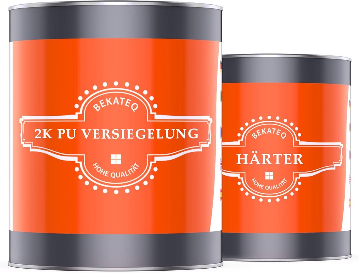 2K PU sealer kleurloos 1L voor binnen en buiten I UV-bestendig en waterbestendig I Blanke lak glanzend I Verzegeling voor hout, beton, tegels, steen, metaal & meer I voor muren & vloeren - BEKATEQ LS-735