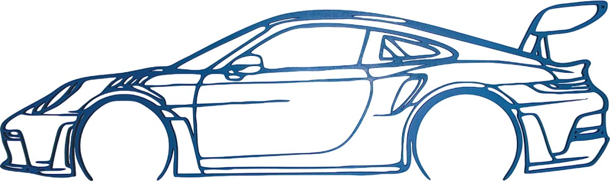 Porsche wanddecoratie - Auto muurdecoratie - 80x22 cm - Blauw - Wanddecoratie - Hout - Porsche - Mancave - Mancave decoratie - Muurdecoratie - Porsche 911 kunst - Porsche 911 GT3 RS - Wand decoratie - Wanddecoratie woonkamer