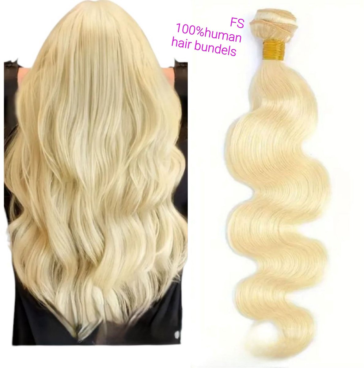 frazimashop - Braziliaanse Remy weave - 24 inch 60cm blond body weave -100% human hair extensions - golf bundels -1 stuk bundel