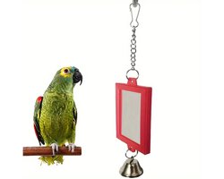 @ Lu’s Today™ – Basic Pet Essentials – Vogelspiegel met Bel – Voor Zebravink t/m Parkiet – Speelgoed voor Binnenvogels