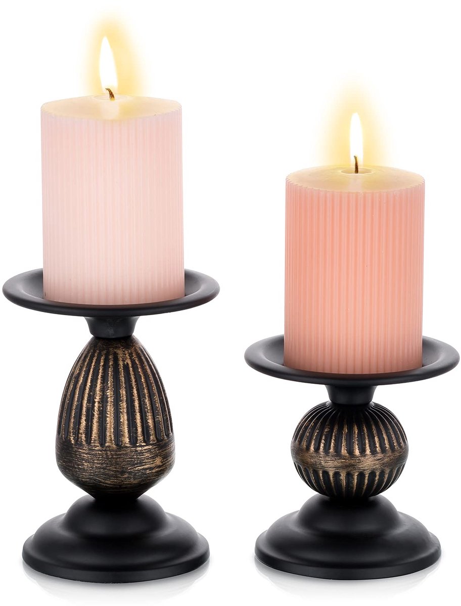 Unyqoos ® Elegante Vintage Kandelaar Set van Zwart Metaal voor Stijlvolle Decoratie