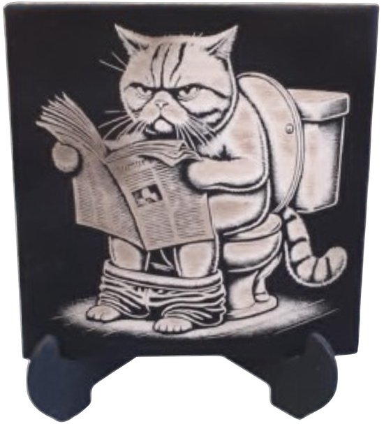 Decoratief toilet tegel met grumpy - grappige poes/ kat