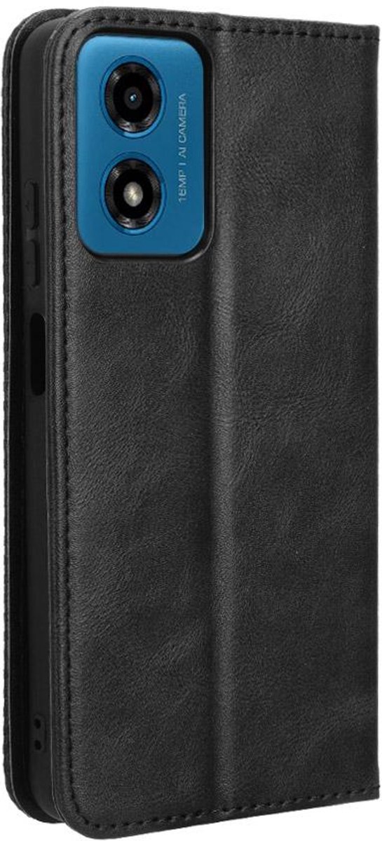 Mobigear Telefoonhoesje geschikt voor Motorola Moto E14 Hoesje | Mobigear Sensation Bookcase Portemonnee | Pasjeshouder voor 3 Pasjes | Telefoonhoesje voor Pinpas / OV Kaart / Rijbewijs - Zwart