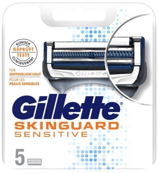 Gillette - Skinguard - Sensitive - Wit - Gevoelige Huid - 5 Stuks
