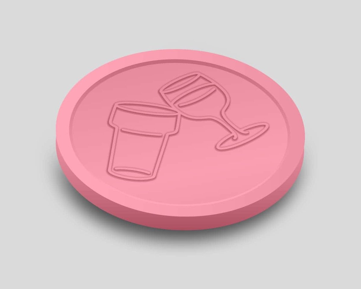 Reliëfmunten Bier en Wijn 29mm / Consumptiemunten / Betaalmunten (per 250 stuks) - ROZE