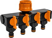 Distributeur d'eau - 4 sorties - compatible avec raccord Gardena ou Hozelock - distributeur 4 voies - noir/orange