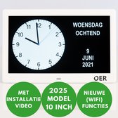 OER Dementieklok - Groot Scherm (10 Inch) - Kalenderklok voor Senioren - Automatische Wissel Zomer en Wintertijd - Digitaal & Analoog - Schrijf Eigen Meldingen/Alarmen - Extra Wifi Functies - Wit