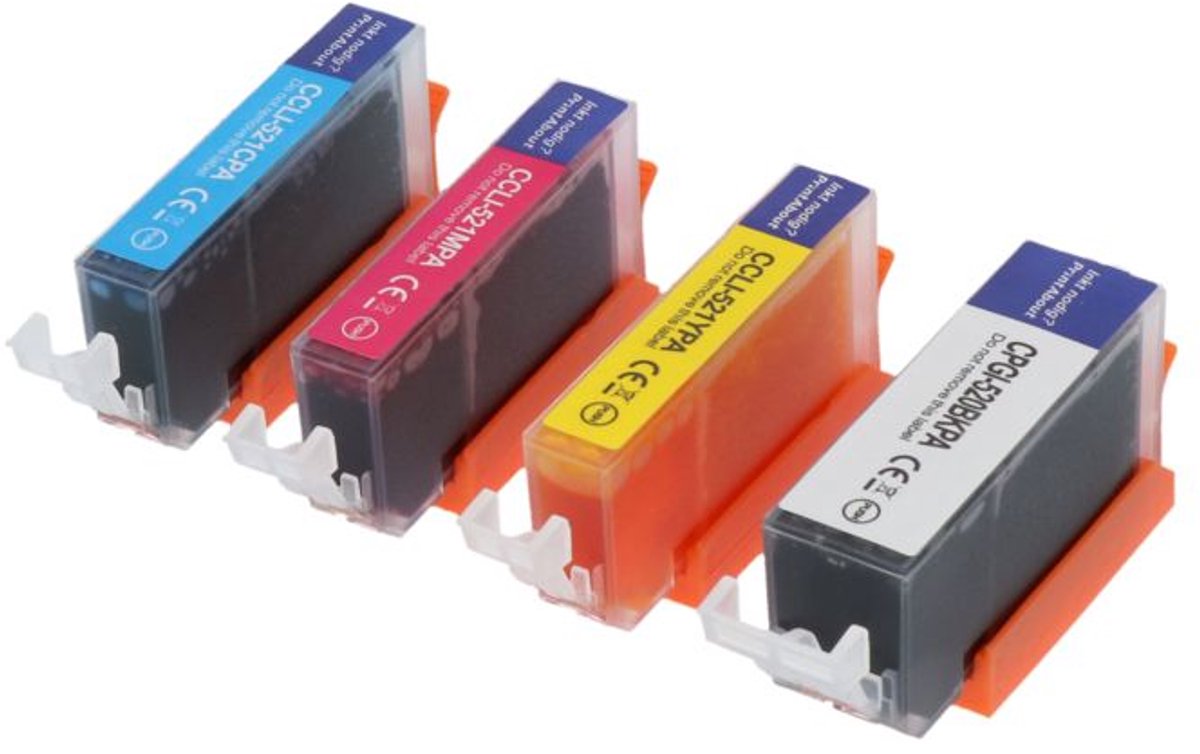 PrintAbout - Inktcartridge / Alternatief voor de Canon CLI-521BK / 4 Kleuren