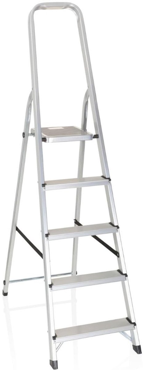 Zylo® Huishoudtrap 5 Treden - Huishoudtrap - Keukentrap - 12x44x170cm - Aluminium