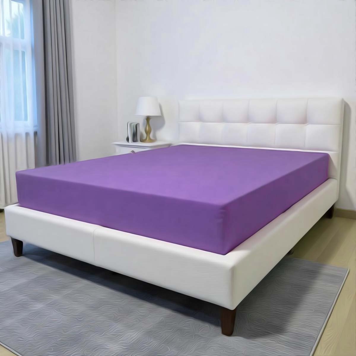 Bed Glow & Apparel - Hoeslaken - 180*200 cm - 25cm Matrashoogte - Rondom Elastiek - Paars