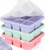 ZYLARO 3-delige siliconen ijsblokjesvorm - ijsblokjesvormen - met deksel - vaatwasmachinebestendige - 3x6 cellen 5 cm grote ijsblokjes - voor bier, cocktails, whisky, koude dranken, ijs, babysnacks - groen/paars/roze - Gepatenteerde producten