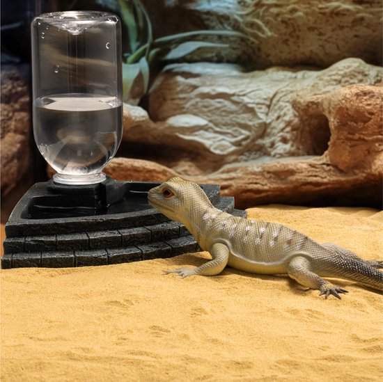 Navaris waterbak voor reptielen 400ml - Waterdispenser voor terrarium - Drinkbak met waterfles