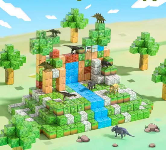 Magnetische bouwset - Magnetic Building Blocks - Speel & Leermiddel voor Creativiteit (102 Stukken) - Minecraft like van Mammatoyz — afbeelding 2