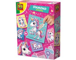 foto van SES Creative - Unicorn - Diamond Painting - Knutselen Meisjes - 672 Diamant Stickers met 5 Eenhoornkaarten - Vanaf 3 jaar