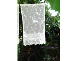Korte Gordijn | Estelle - Geborduurd Kant - Dubbele Ruches & Tunnelafwerking - Off-White - 50x75 cm - Pimlico